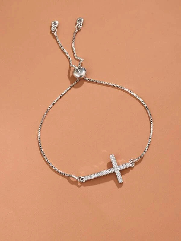 Rhinestone Cross Decor Bracelet