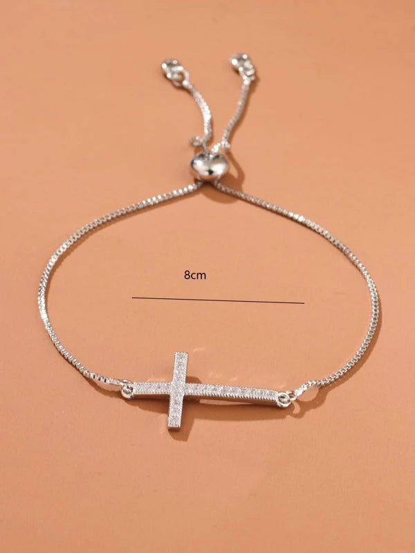 Rhinestone Cross Decor Bracelet