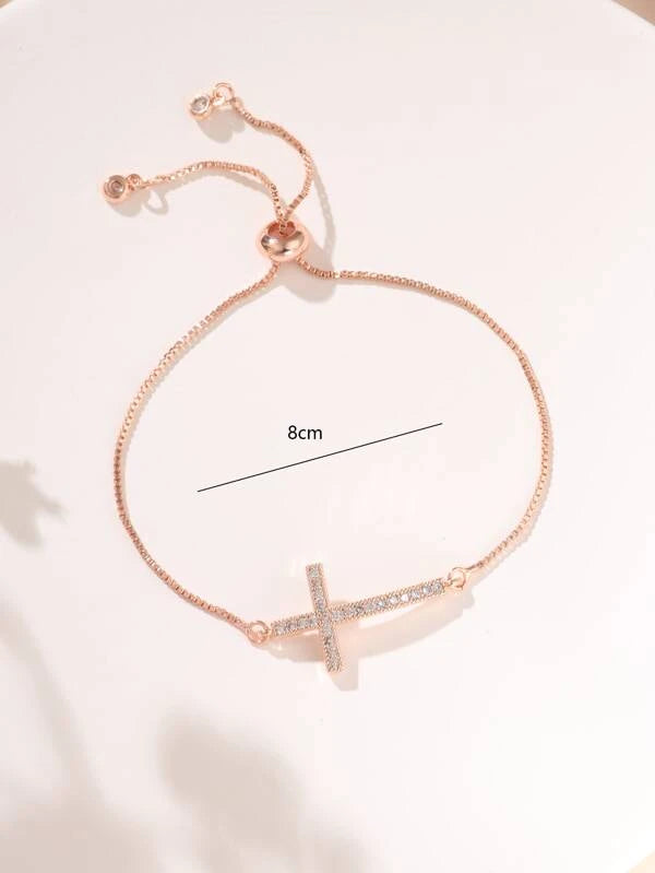 Rhinestone Cross Decor Bracelet