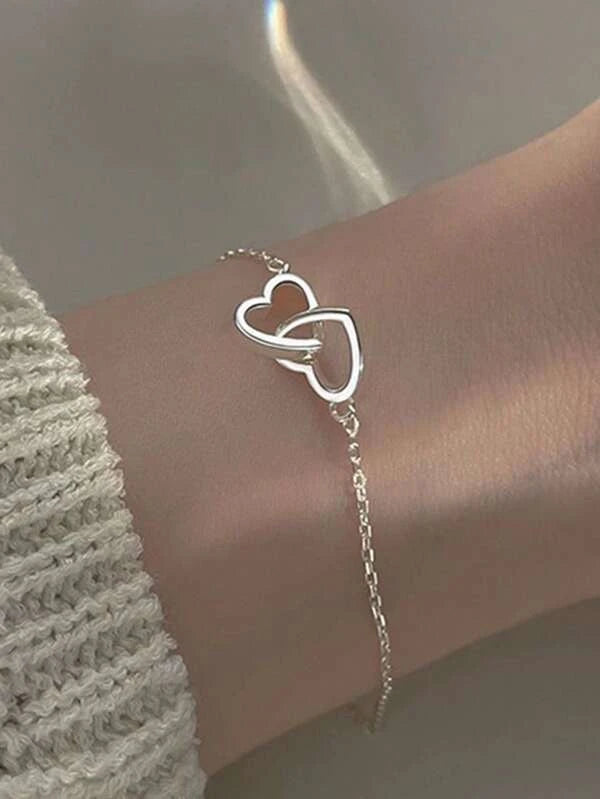 1pc Fashionable Heart Decor Chain Bracelet For Women For Daily Decoration