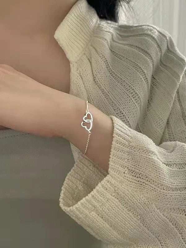 1pc Fashionable Heart Decor Chain Bracelet For Women For Daily Decoration