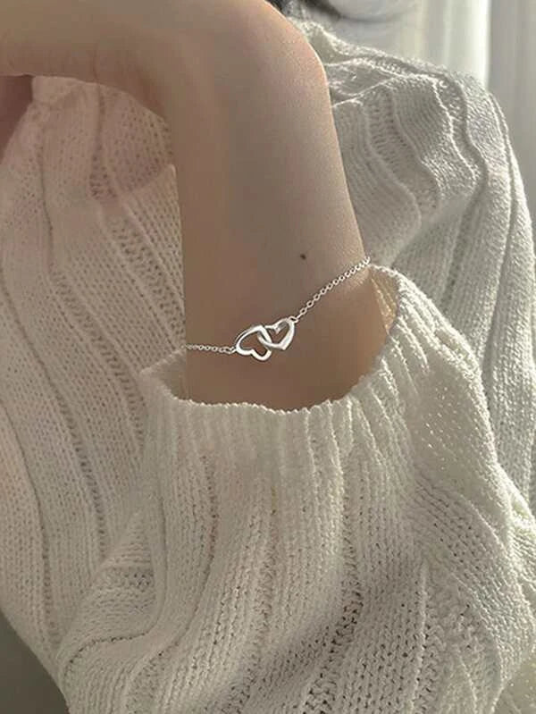 1pc Fashionable Heart Decor Chain Bracelet For Women For Daily Decoration