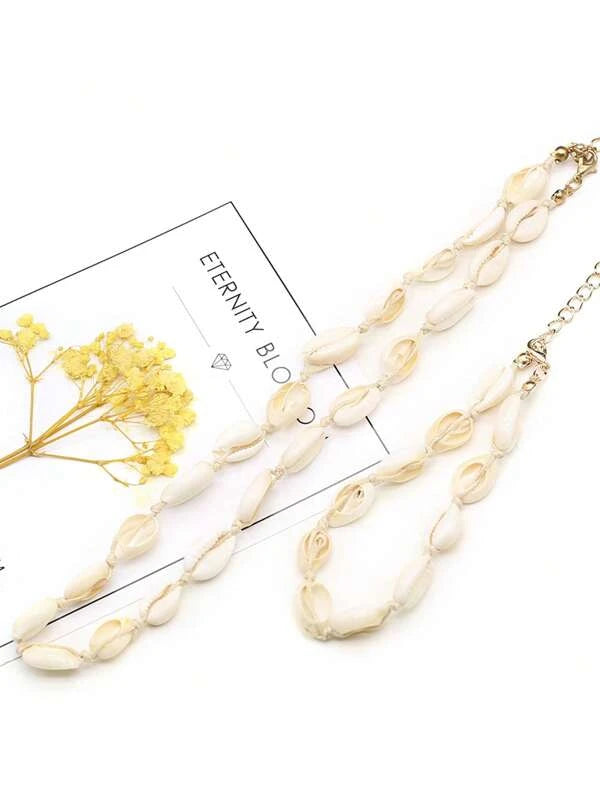 Shell Decor Necklace & Bracelet