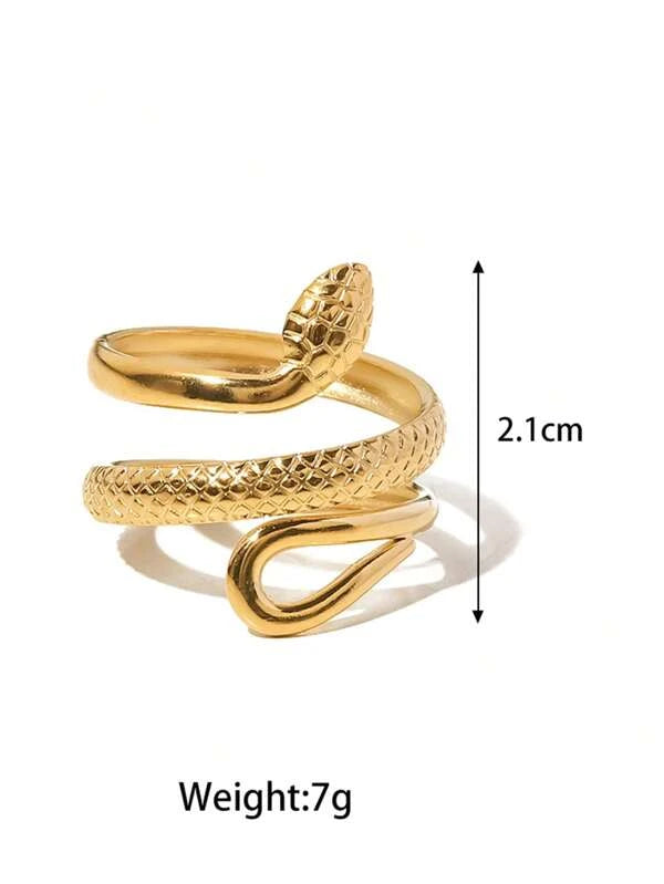 1pc Snake Design Wrap Ring, Stainless Steel Jewelry