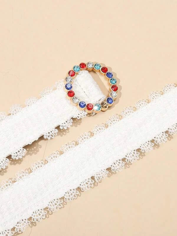 Faux Pearl Buckle Lace Belt