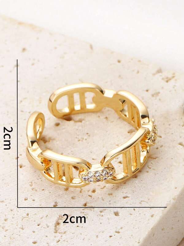 1pc Fashionable Cubic Zirconia Decor Cuff Ring For Women For Daily Decoration