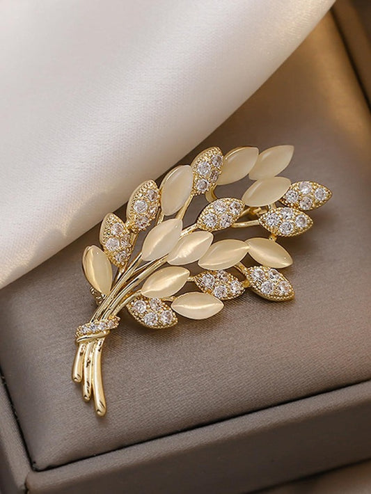 1pc Fashion Zinc Alloy Wheat Decor Brooch For Women For Daily Decoration