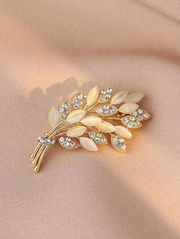 1pc Fashion Zinc Alloy Wheat Decor Brooch For Women For Daily Decoration