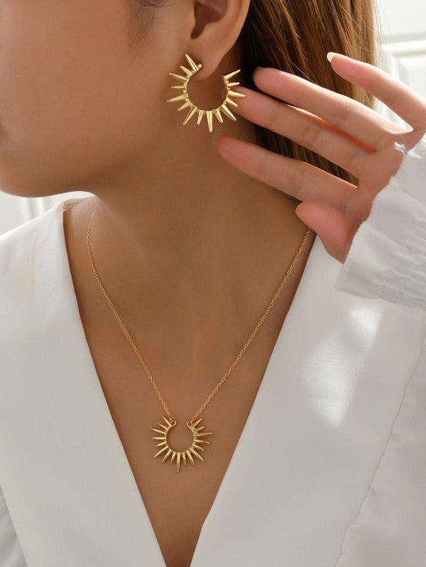 3pcs/set Fashion Zinc Alloy Sun Decor Jewelry Set For Women For Gift