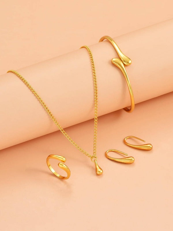 5pcs/set Fashion Zinc Alloy Minimalist Jewelry Set