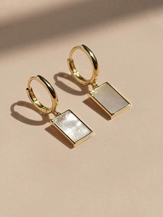 1pair High-End Unique Design Square Shell Drop Earrings