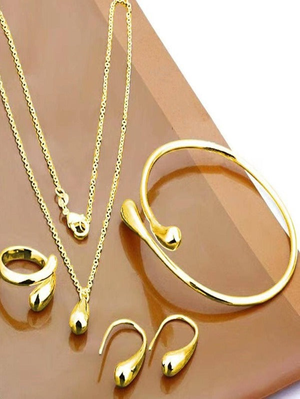 5pcs/set Fashion Zinc Alloy Minimalist Jewelry Set