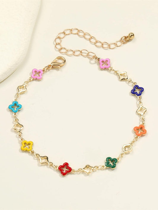 1pc Lovely Colorful Clover Decor Chain Bracelet For Women For Spring Summer Decoration