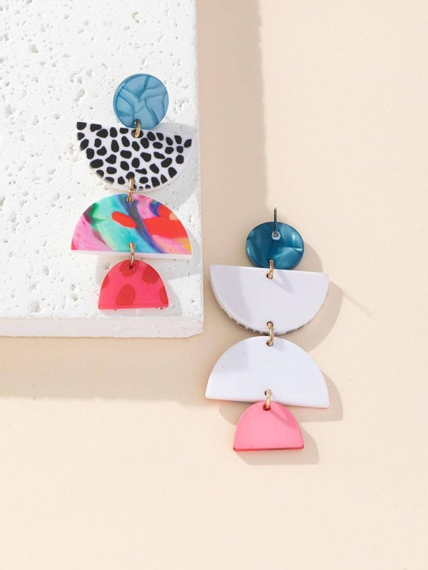 Graphic Semicircle Drop Earrings