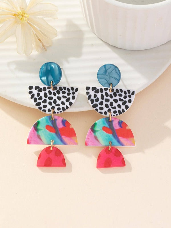 Graphic Semicircle Drop Earrings