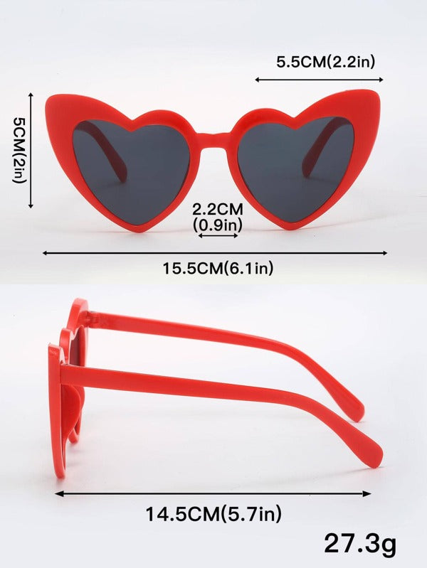 5pairs Women Heart Frame Casual Fashion Glasses, For Summer