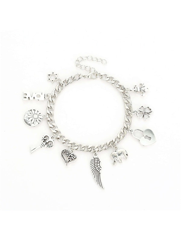 Heart & Key Charm Bracelet