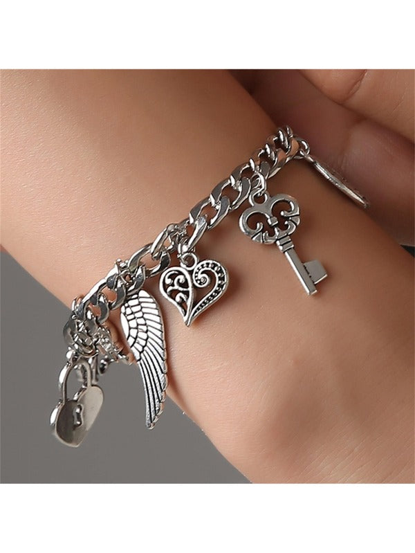 Heart & Key Charm Bracelet