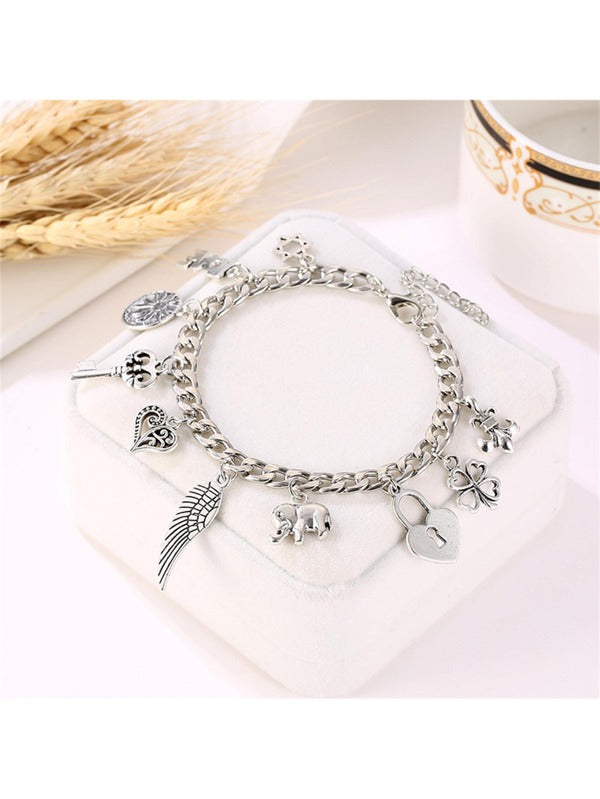 Heart & Key Charm Bracelet