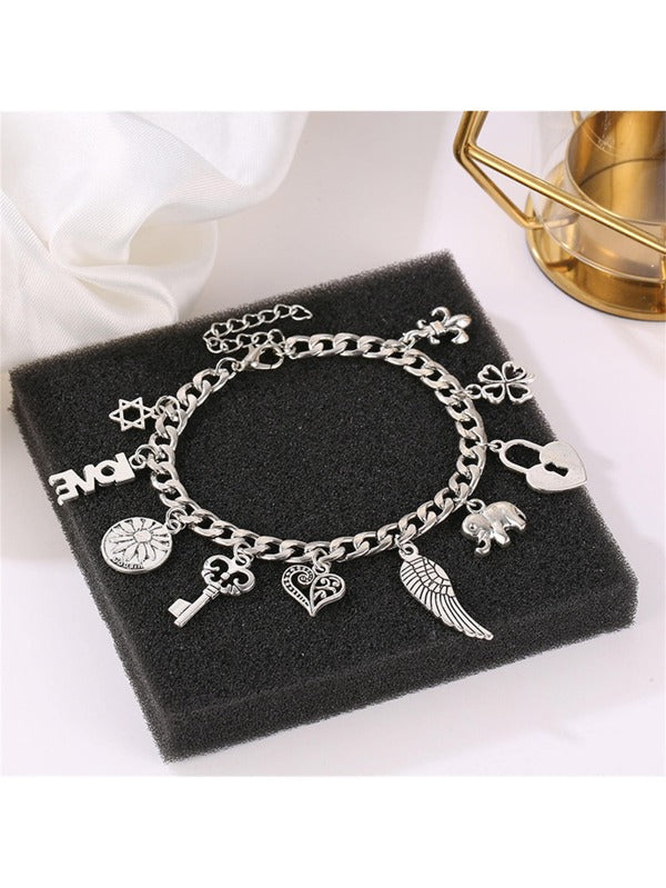 Heart & Key Charm Bracelet