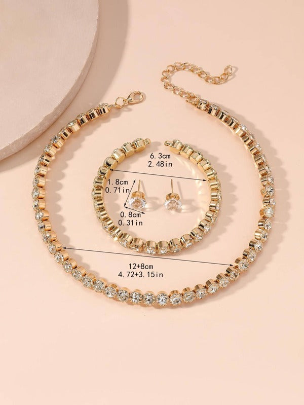 4pcs/set Luxury Rhinestone Jewelry Set For Women For Daily Decoration
