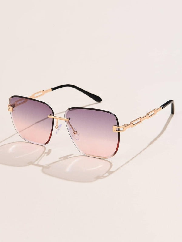 1pc Tinted Lens Rimless Fashion Glasses For Daily Life