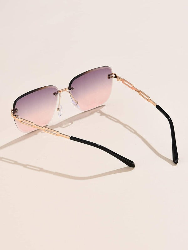 1pc Tinted Lens Rimless Fashion Glasses For Daily Life