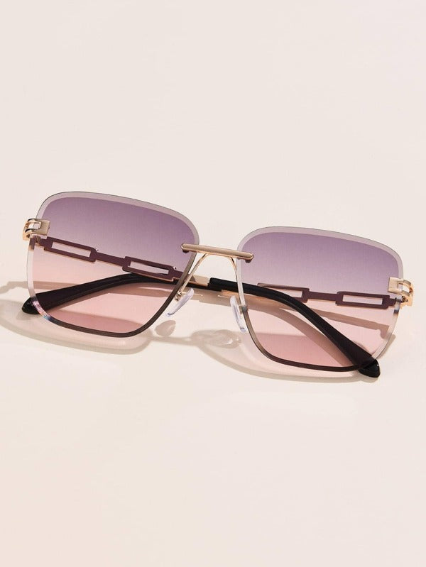 1pc Tinted Lens Rimless Fashion Glasses For Daily Life