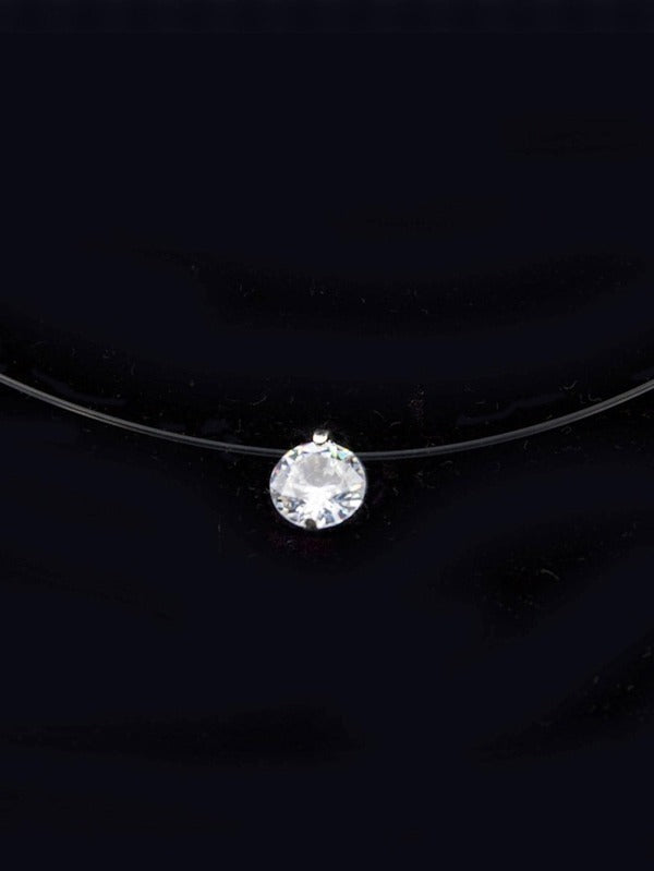 Cubic Zirconia Decor Round Pendant Necklace