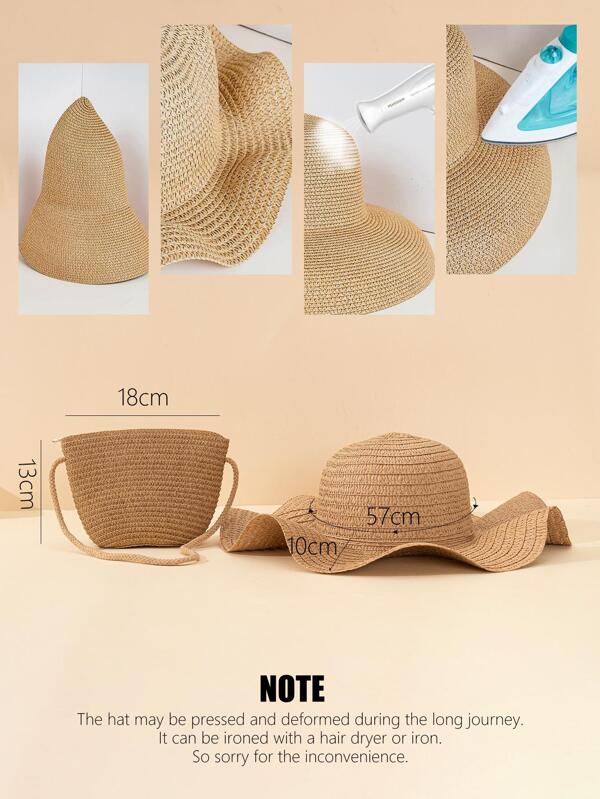 Minimalist Straw Hat With Straw Bag