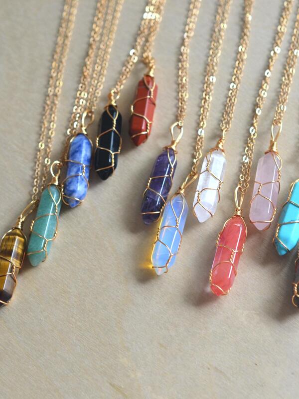 Natural Crystal Pendant Necklace