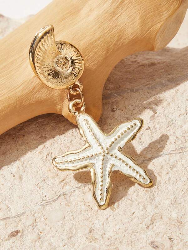 SHEIN VCAY Conch Decor Starfish Drop Earrings