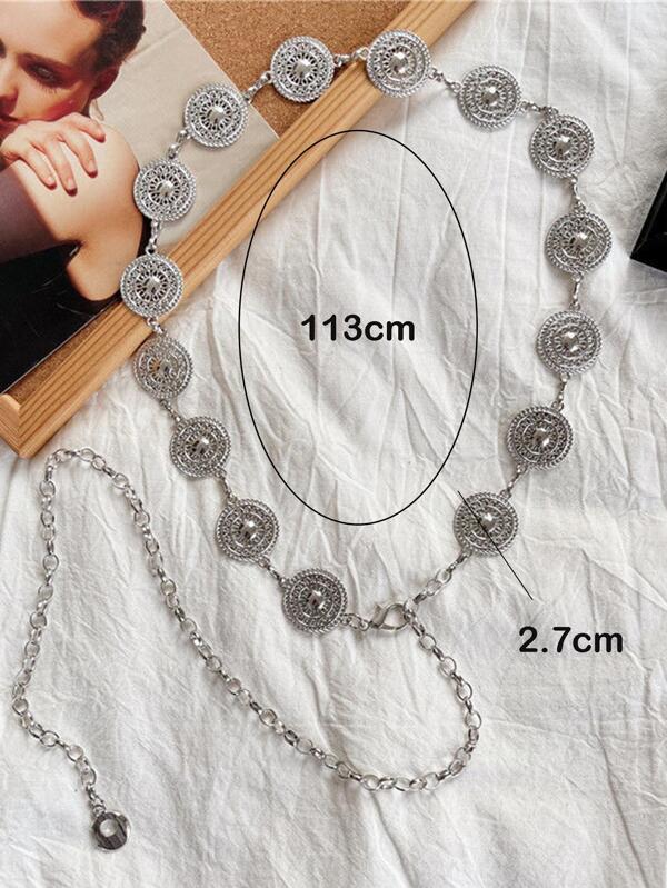 1pc Women Hollow Metal Decor Fashion Chain Belt For Daily Decoration