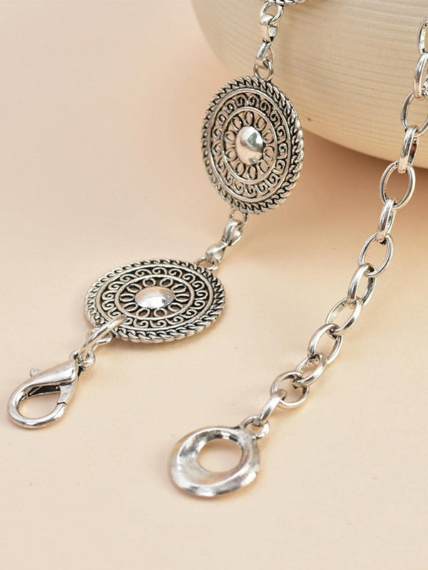 1pc Women Hollow Metal Decor Fashion Chain Belt For Daily Decoration