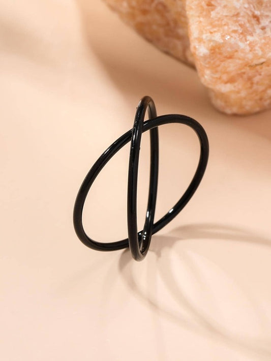 Single Simple Circle X Criss Cross Design Chic & Minimalist Lady Ring