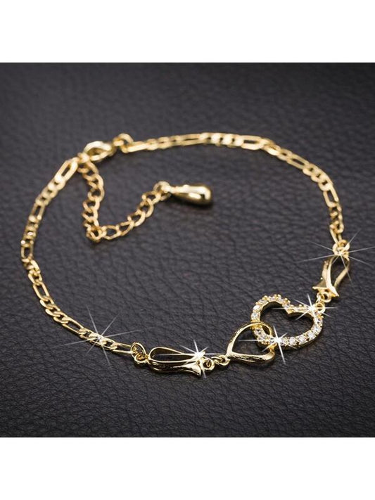 Cubic Zirconia Heart Decor chain Bracelet