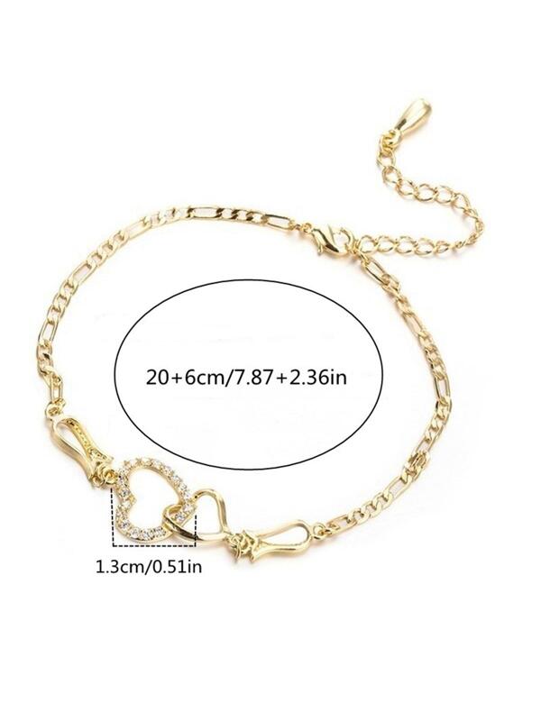 Cubic Zirconia Heart Decor chain Bracelet