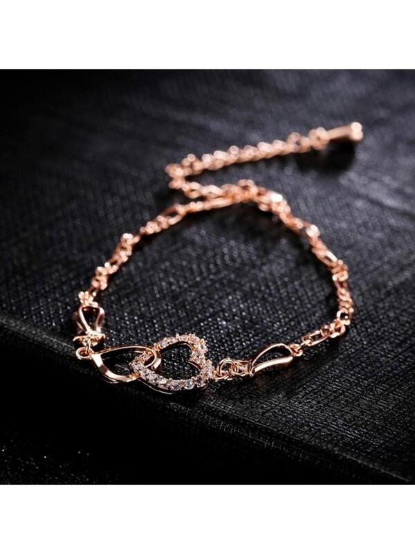 Cubic Zirconia Heart Decor chain Bracelet