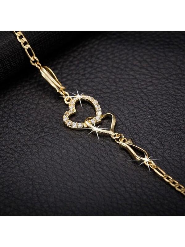 Cubic Zirconia Heart Decor chain Bracelet