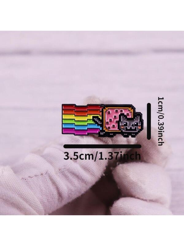 Cat Rainbow Enamel Brooch Pins Metal Badges Lapel Pin Brooches Jackets Jeans Fashion Jewelry Accessories