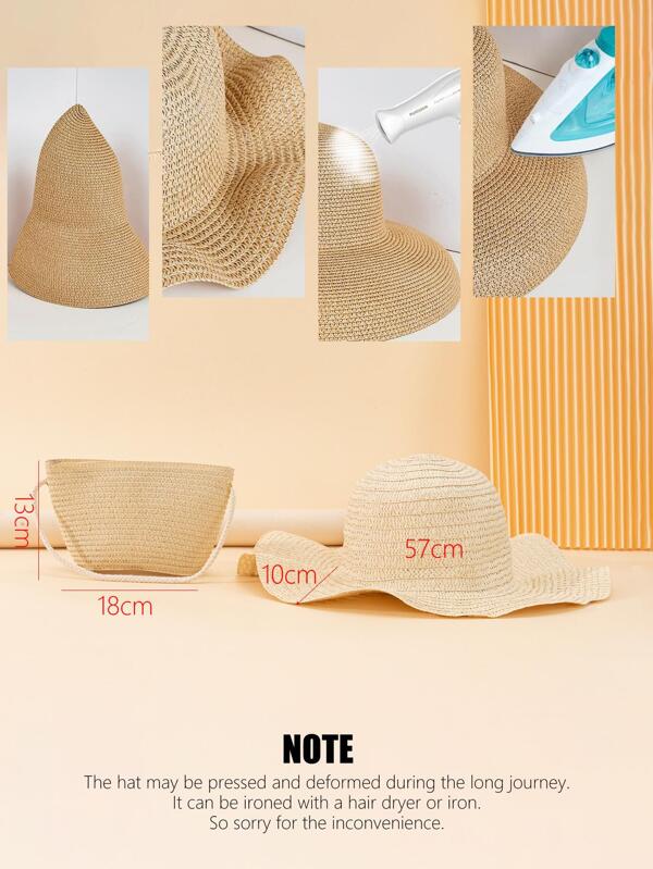 Minimalist Straw Hat With Straw Bag