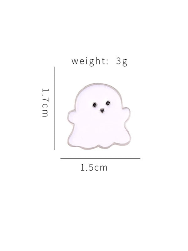 1pc Simple Small Cloud White Little Ghost Metal Enamel Brooch Cartoon Cute Little Badge Backpack Clothing Accessories Pin Jewelry