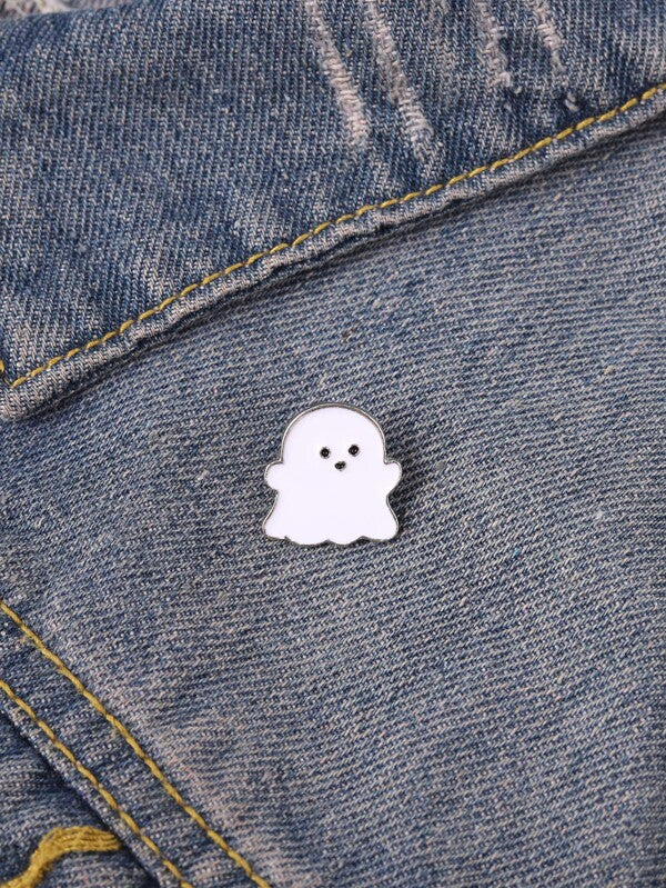 1pc Simple Small Cloud White Little Ghost Metal Enamel Brooch Cartoon Cute Little Badge Backpack Clothing Accessories Pin Jewelry