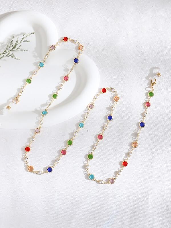 Rhinestone Decor Glasses Chain