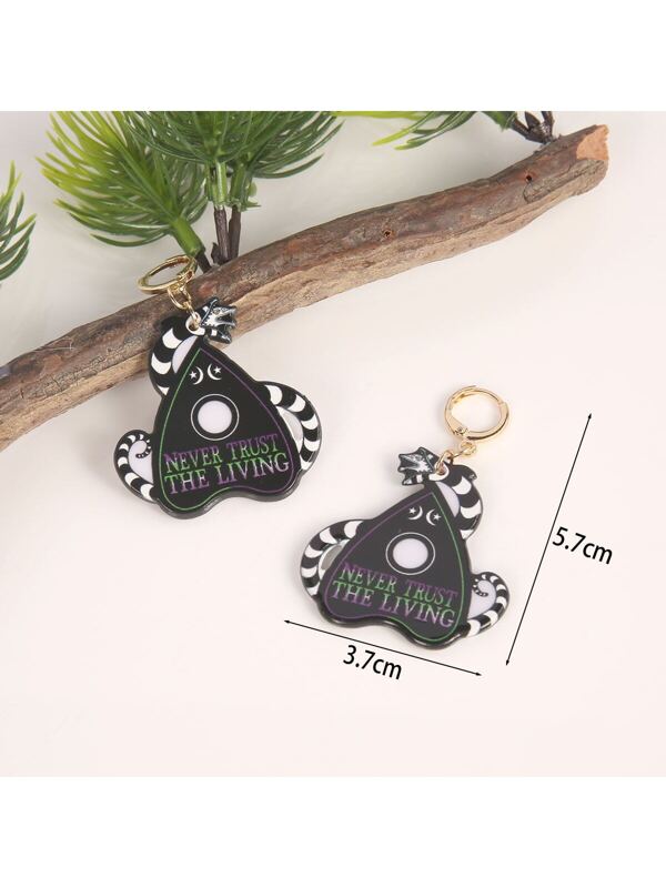 Cross-border Personalized European And American Dark Style Halloween Series Acrylic Print Earrings With Letter, Skull, Snake Totem Design